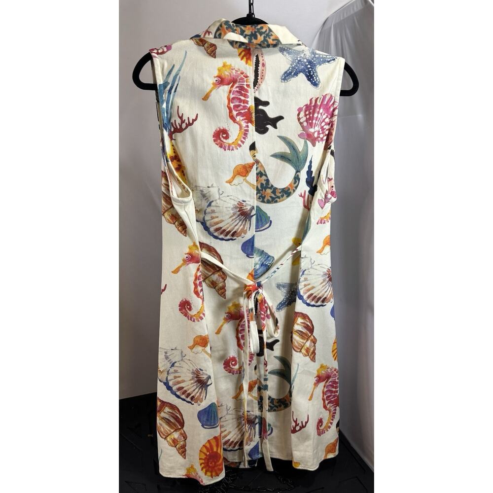 CIDER Women's 1XL Sleeveless Knee Length Cotton Dress Mermaid Ocean Beach Travel - Picture 2 of 7